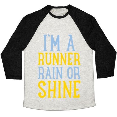 Virgin Teez  Baseball Tee Unisex Tri-Blend Baseball Tee / small / Oatmeal / Black I'M A RUNNER, RAIN OR SHINE UNISEX TRI-BLEND BASEBALL TEE