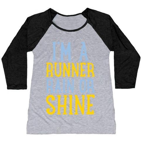 Virgin Teez  Baseball Tee Women's Tri-Blend Baseball Tee / small / Athletic Gray / Black I'M A RUNNER, RAIN OR SHINE WOMEN'S TRI-BLEND BASEBALL TEE