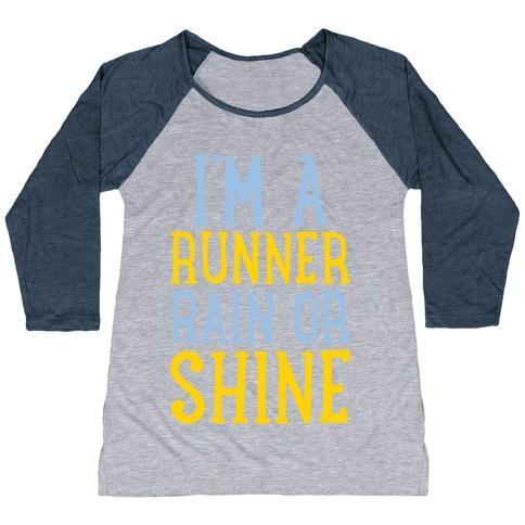 Virgin Teez  Baseball Tee Women's Tri-Blend Baseball Tee / small / Athletic Gray / Navy I'M A RUNNER, RAIN OR SHINE WOMEN'S TRI-BLEND BASEBALL TEE
