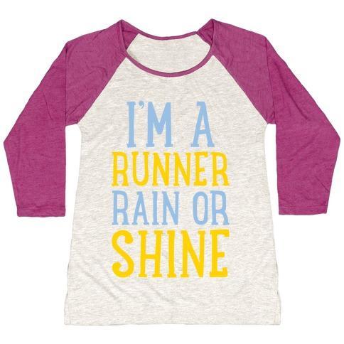 Virgin Teez  Baseball Tee Women's Tri-Blend Baseball Tee / small / Oatmeal / Berry I'M A RUNNER, RAIN OR SHINE WOMEN'S TRI-BLEND BASEBALL TEE