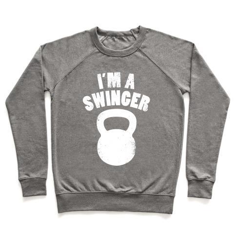 Virgin Teez  Pullover Crewneck Sweatshirt / x-small / Heathered Gray I'M A SWINGER CREWNECK SWEATSHIRT