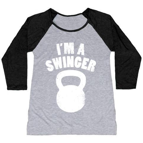 Virgin Teez  Baseball Tee Women's Tri-Blend Baseball Tee / small / Athletic Gray / Black I'M A SWINGER WOMEN'S TRI-BLEND BASEBALL TEE