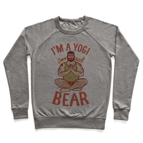 Virgin Teez  Pullover Crewneck Sweatshirt / x-small / Heathered Gray I'M A YOGI BEAR CREWNECK SWEATSHIRT