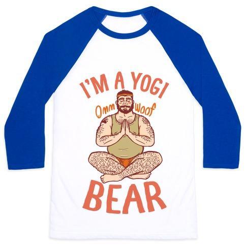 Virgin Teez  Baseball Tee Unisex Classic Baseball Tee / x-small / White/Blue I'M A YOGI BEAR UNISEX CLASSIC BASEBALL TEE