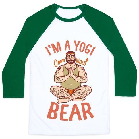 Virgin Teez  Baseball Tee Unisex Classic Baseball Tee / x-small / White/Dark Green I'M A YOGI BEAR UNISEX CLASSIC BASEBALL TEE