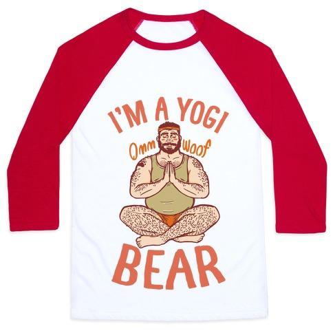 Virgin Teez  Baseball Tee Unisex Classic Baseball Tee / x-small / White/Red I'M A YOGI BEAR UNISEX CLASSIC BASEBALL TEE