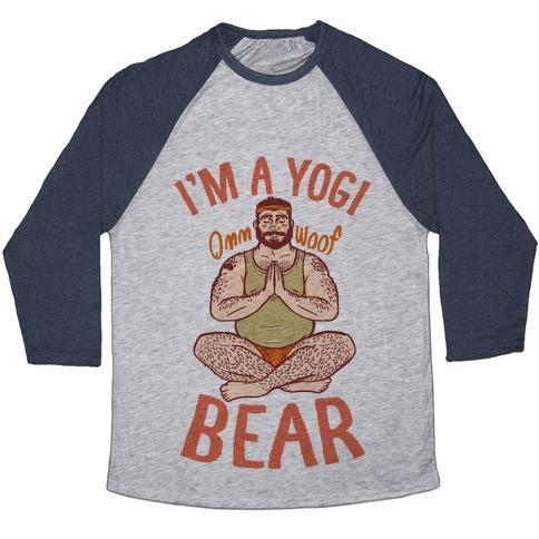 Virgin Teez  Baseball Tee Unisex Tri-Blend Baseball Tee / small / Athletic Gray / Navy I'M A YOGI BEAR UNISEX TRI-BLEND BASEBALL TEE