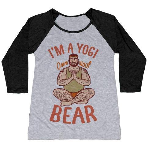Virgin Teez  Baseball Tee Women's Tri-Blend Baseball Tee / small / Athletic Gray / Black I'M A YOGI BEAR WOMEN'S TRI-BLEND BASEBALL TEE