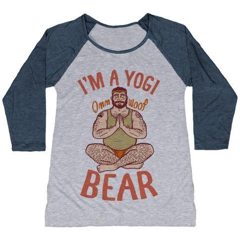 Virgin Teez  Baseball Tee Women's Tri-Blend Baseball Tee / small / Athletic Gray / Navy I'M A YOGI BEAR WOMEN'S TRI-BLEND BASEBALL TEE