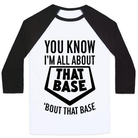 Virgin Teez  Baseball Tee Unisex Classic Baseball Tee / x-small / White/Black I'M ALL ABOUT THAT BASE UNISEX CLASSIC BASEBALL TEE