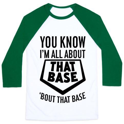 Virgin Teez  Baseball Tee Unisex Classic Baseball Tee / x-small / White/Dark Green I'M ALL ABOUT THAT BASE UNISEX CLASSIC BASEBALL TEE