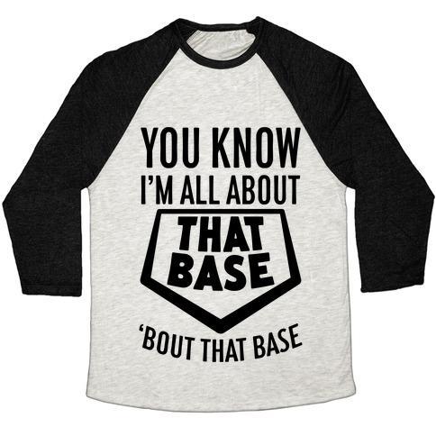 Virgin Teez  Baseball Tee Unisex Tri-Blend Baseball Tee / small / Oatmeal / Black I'M ALL ABOUT THAT BASE UNISEX TRI-BLEND BASEBALL TEE