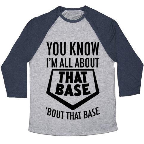 Virgin Teez  Baseball Tee Unisex Tri-Blend Baseball Tee / small / Athletic Gray / Navy I'M ALL ABOUT THAT BASE UNISEX TRI-BLEND BASEBALL TEE