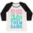 Virgin Teez  Baseball Tee Women's Tri-Blend Baseball Tee / small / Oatmeal / Black I'M ALL ABOUT THEM GAINS WOMEN'S TRI-BLEND BASEBALL TEE