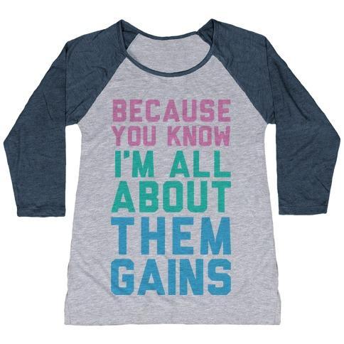 Virgin Teez  Baseball Tee Women's Tri-Blend Baseball Tee / small / Athletic Gray / Navy I'M ALL ABOUT THEM GAINS WOMEN'S TRI-BLEND BASEBALL TEE