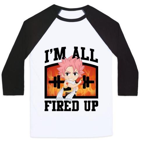 Virgin Teez  Baseball Tee Unisex Classic Baseball Tee / x-small / White/Black I'M ALL FIRED UP! UNISEX CLASSIC BASEBALL TEE