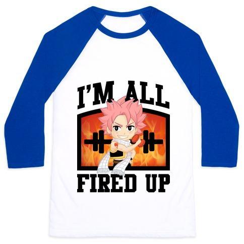 Virgin Teez  Baseball Tee Unisex Classic Baseball Tee / x-small / White/Blue I'M ALL FIRED UP! UNISEX CLASSIC BASEBALL TEE