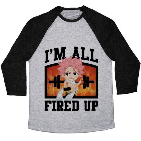 Virgin Teez  Baseball Tee Unisex Tri-Blend Baseball Tee / small / Athletic Gray / Black I'M ALL FIRED UP! UNISEX TRI-BLEND BASEBALL TEE