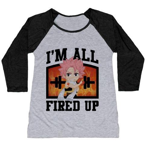 Virgin Teez  Baseball Tee Women's Tri-Blend Baseball Tee / small / Athletic Gray / Black I'M ALL FIRED UP! WOMEN'S TRI-BLEND BASEBALL TEE