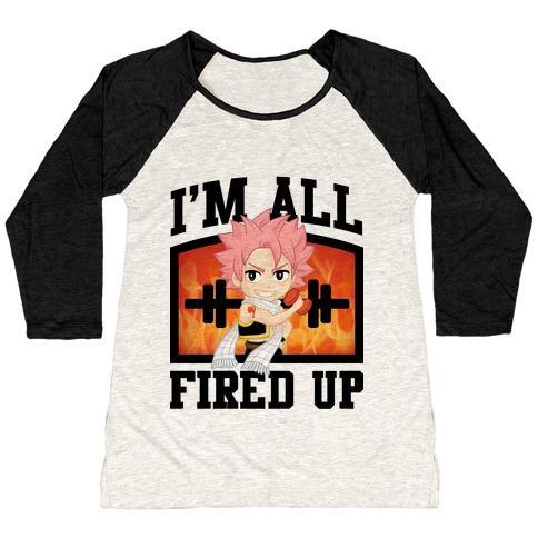 Virgin Teez  Baseball Tee Women's Tri-Blend Baseball Tee / small / Oatmeal / Black I'M ALL FIRED UP! WOMEN'S TRI-BLEND BASEBALL TEE