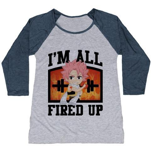 Virgin Teez  Baseball Tee Women's Tri-Blend Baseball Tee / small / Athletic Gray / Navy I'M ALL FIRED UP! WOMEN'S TRI-BLEND BASEBALL TEE