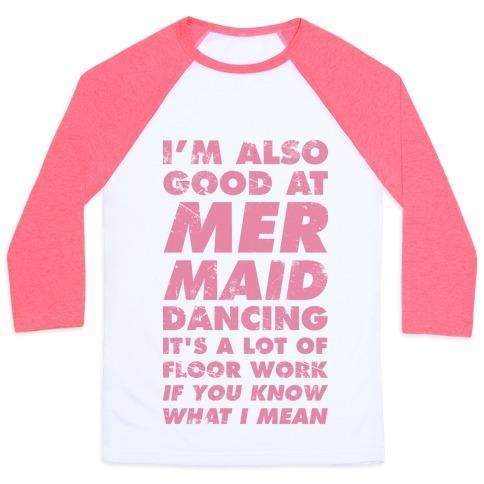 Virgin Teez  Baseball Tee Unisex Classic Baseball Tee / x-small / White/Neon Pink I'M ALSO GOOD AT MERMAID DANCING UNISEX CLASSIC BASEBALL TEE