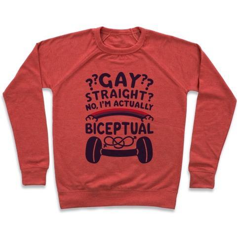 Virgin Teez  Pullover Crewneck Sweatshirt / x-small / Heathered Red I'M BICEPTUAL CREWNECK SWEATSHIRT