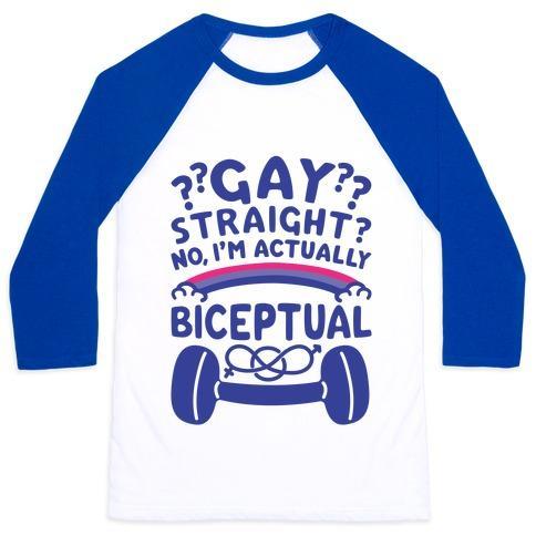 Virgin Teez  Baseball Tee Unisex Classic Baseball Tee / x-small / White/Blue I'M BICEPTUAL UNISEX CLASSIC BASEBALL TEE