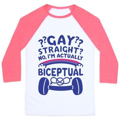 Virgin Teez  Baseball Tee Unisex Classic Baseball Tee / x-small / White/Neon Pink I'M BICEPTUAL UNISEX CLASSIC BASEBALL TEE