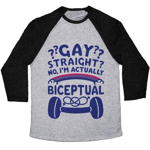 Virgin Teez  Baseball Tee Unisex Tri-Blend Baseball Tee / small / Athletic Gray / Black I'M BICEPTUAL UNISEX TRI-BLEND BASEBALL TEE