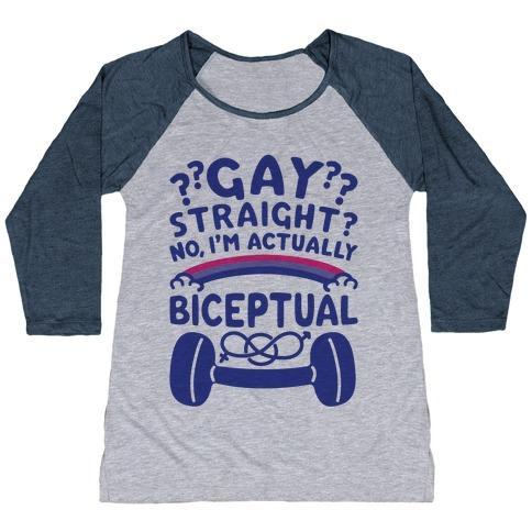 Virgin Teez  Baseball Tee Women's Tri-Blend Baseball Tee / small / Athletic Gray / Navy I'M BICEPTUAL WOMEN'S TRI-BLEND BASEBALL TEE