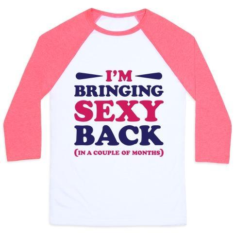 Virgin Teez  Baseball Tee Unisex Classic Baseball Tee / x-small / White/Neon Pink I'M BRINGING SEXY BACK UNISEX CLASSIC BASEBALL TEE