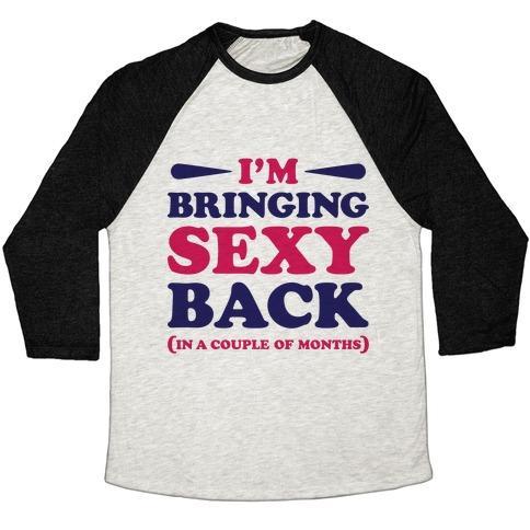 Virgin Teez  Baseball Tee Unisex Tri-Blend Baseball Tee / small / Oatmeal / Black I'M BRINGING SEXY BACK UNISEX TRI-BLEND BASEBALL TEE