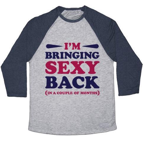 Virgin Teez  Baseball Tee Unisex Tri-Blend Baseball Tee / small / Athletic Gray / Navy I'M BRINGING SEXY BACK UNISEX TRI-BLEND BASEBALL TEE