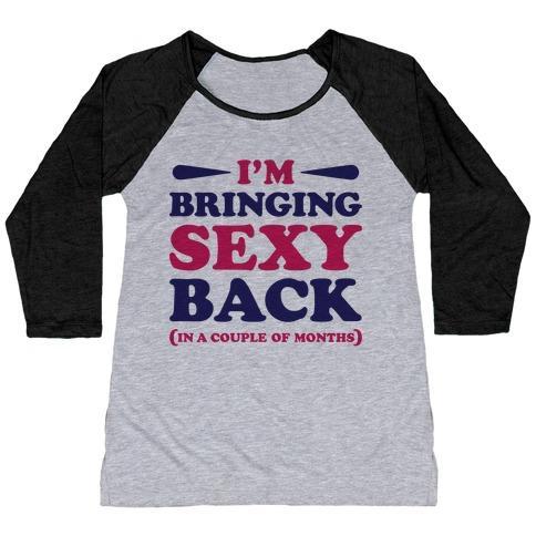 Virgin Teez  Baseball Tee Women's Tri-Blend Baseball Tee / small / Athletic Gray / Black I'M BRINGING SEXY BACK WOMEN'S TRI-BLEND BASEBALL TEE