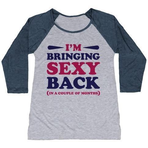 Virgin Teez  Baseball Tee Women's Tri-Blend Baseball Tee / small / Athletic Gray / Navy I'M BRINGING SEXY BACK WOMEN'S TRI-BLEND BASEBALL TEE