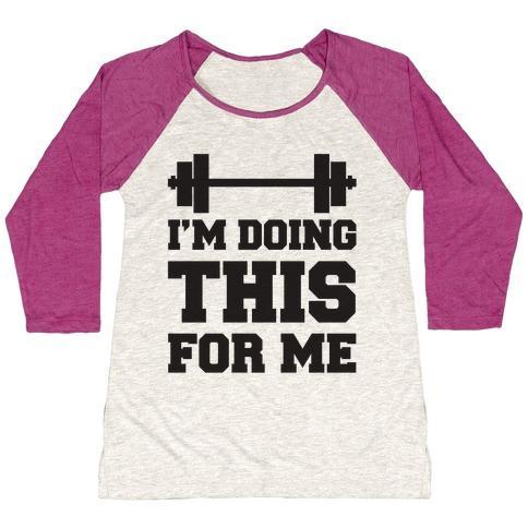 Virgin Teez  Baseball Tee Women's Tri-Blend Baseball Tee / small / Oatmeal / Berry I'M DOING THIS FOR ME WOMEN'S TRI-BLEND BASEBALL TEE