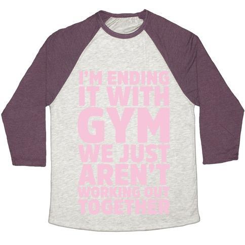 Virgin Teez  Baseball Tee Unisex Tri-Blend Baseball Tee / small / Oatmeal / Maroon I'M ENDING IT WITH GYM UNISEX TRI-BLEND BASEBALL TEE