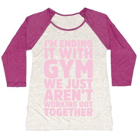Virgin Teez  Baseball Tee Women's Tri-Blend Baseball Tee / small / Oatmeal / Berry I'M ENDING IT WITH GYM WOMEN'S TRI-BLEND BASEBALL TEE