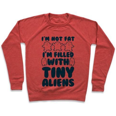 Virgin Teez  Pullover Crewneck Sweatshirt / x-small / Heathered Red I'M FILLED WITH TINY ALIENS CREWNECK SWEATSHIRT