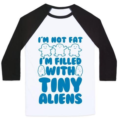 Virgin Teez  Baseball Tee Unisex Classic Baseball Tee / x-small / White/Black I'M FILLED WITH TINY ALIENS UNISEX CLASSIC BASEBALL TEE