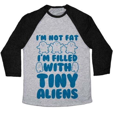 Virgin Teez  Baseball Tee Unisex Tri-Blend Baseball Tee / small / Athletic Gray / Black I'M FILLED WITH TINY ALIENS UNISEX TRI-BLEND BASEBALL TEE