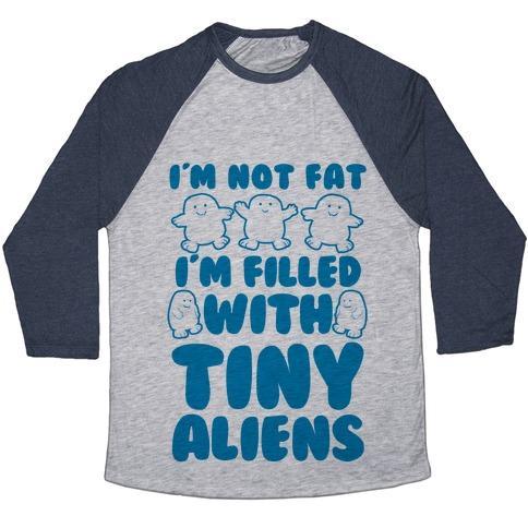 Virgin Teez  Baseball Tee Unisex Tri-Blend Baseball Tee / small / Athletic Gray / Navy I'M FILLED WITH TINY ALIENS UNISEX TRI-BLEND BASEBALL TEE