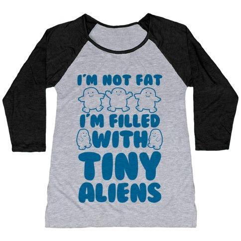 Virgin Teez  Baseball Tee Women's Tri-Blend Baseball Tee / small / Athletic Gray / Black I'M FILLED WITH TINY ALIENS WOMEN'S TRI-BLEND BASEBALL TEE