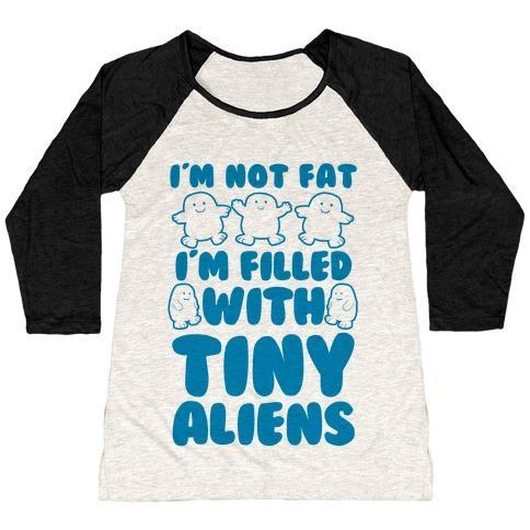 Virgin Teez  Baseball Tee Women's Tri-Blend Baseball Tee / small / Oatmeal / Black I'M FILLED WITH TINY ALIENS WOMEN'S TRI-BLEND BASEBALL TEE