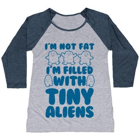 Virgin Teez  Baseball Tee Women's Tri-Blend Baseball Tee / small / Athletic Gray / Navy I'M FILLED WITH TINY ALIENS WOMEN'S TRI-BLEND BASEBALL TEE