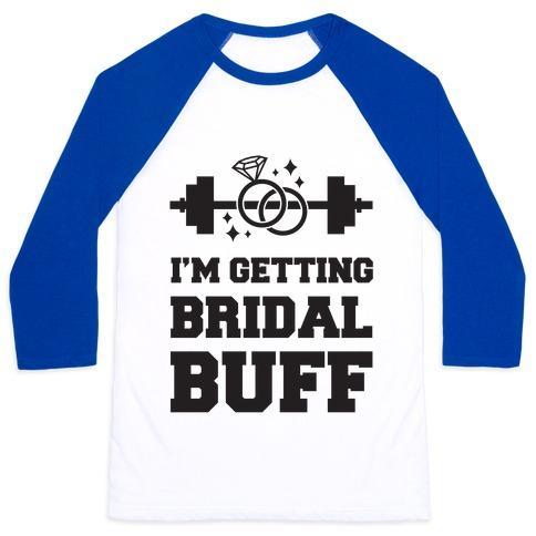 Virgin Teez  Baseball Tee Unisex Classic Baseball Tee / x-small / White/Blue I'M GETTING BRIDAL BUFF UNISEX CLASSIC BASEBALL TEE