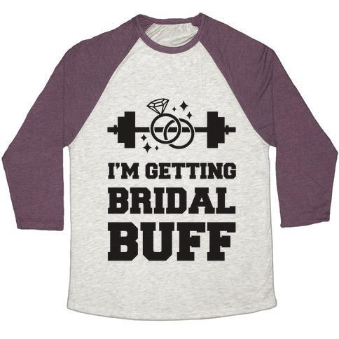 Virgin Teez  Baseball Tee Unisex Tri-Blend Baseball Tee / small / Oatmeal / Maroon I'M GETTING BRIDAL BUFF UNISEX TRI-BLEND BASEBALL TEE