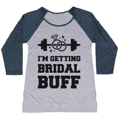 Virgin Teez  Baseball Tee Women's Tri-Blend Baseball Tee / small / Athletic Gray / Navy I'M GETTING BRIDAL BUFF WOMEN'S TRI-BLEND BASEBALL TEE