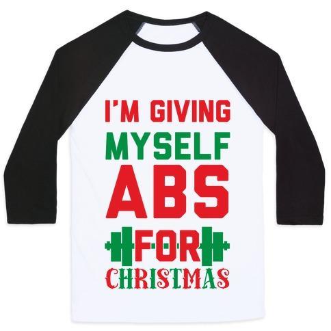 Virgin Teez  Baseball Tee Unisex Classic Baseball Tee / x-small / White/Black I'M GIVING MYSELF ABS FOR CHRISTMAS UNISEX CLASSIC BASEBALL TEE